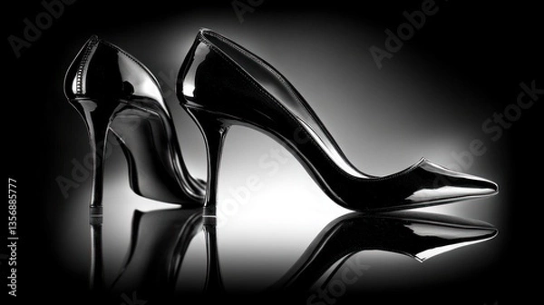 Obraz Elegant Black High Heels: A Study in Chic Footwear