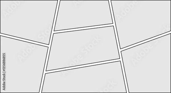 Fototapeta Comic Book Panel Layout with Multiple Frames and Dynamic Angles