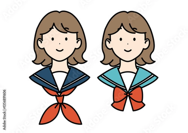 Obraz 茶髪ショートの女子高生 セーラー服