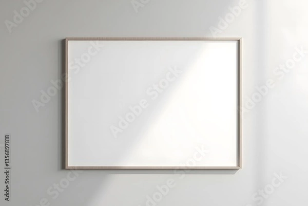 Obraz Minimalist Wooden Frame Hanging on Clean White Wall for Art Display