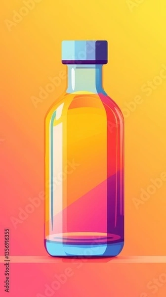 Fototapeta Bright and Colorful Abstract Bottle on Vibrant Gradient Background