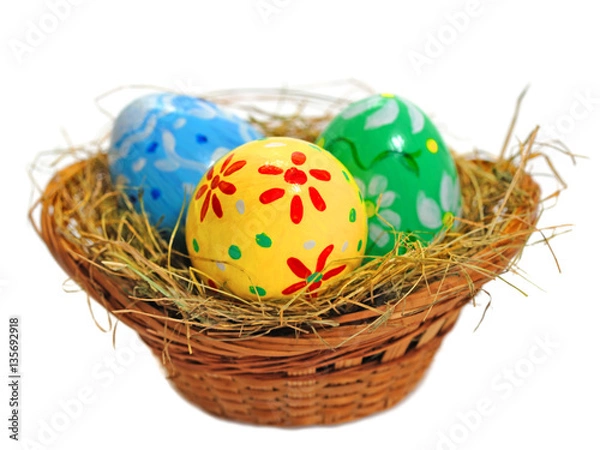 Fototapeta easter eggs in basket