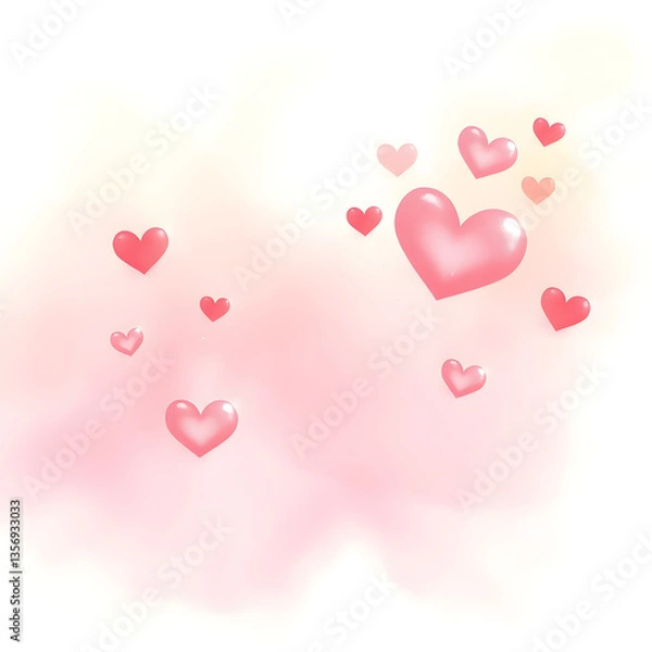 Obraz 몽환적인수채화하트배경