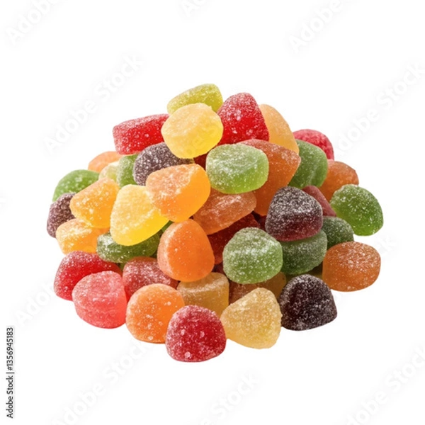 Fototapeta Pile of assorted jelly candies isolated on transparent background