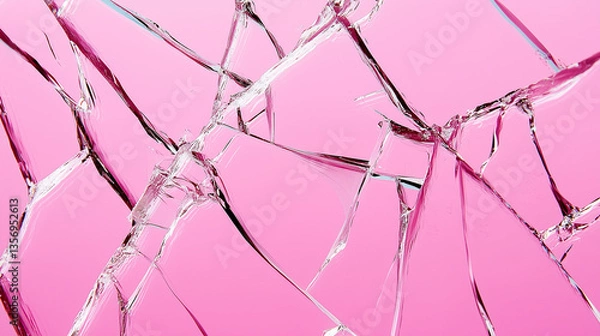 Obraz shattered glass with pink background