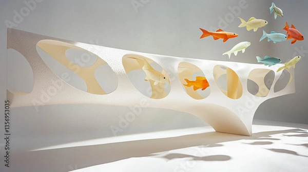 Obraz a fish paper cutting art display