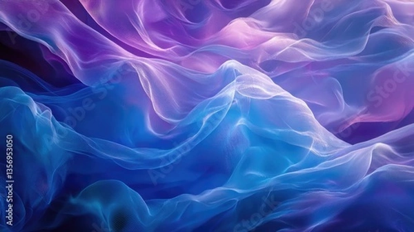 Fototapeta Ethereal Flowing Waves of Colorful Fabric in Soft Pastel Hues with Light and Shadow Play