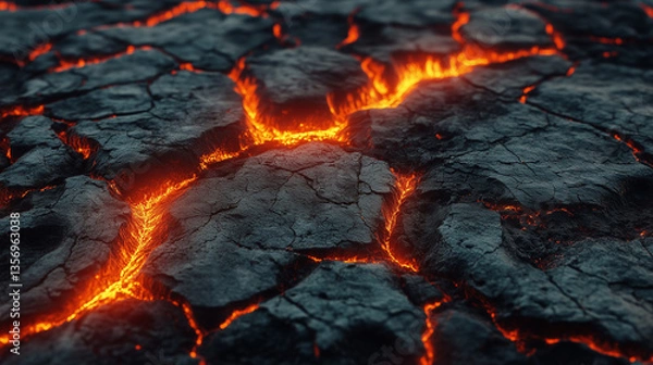 Obraz Cracked ground with volcanic lava