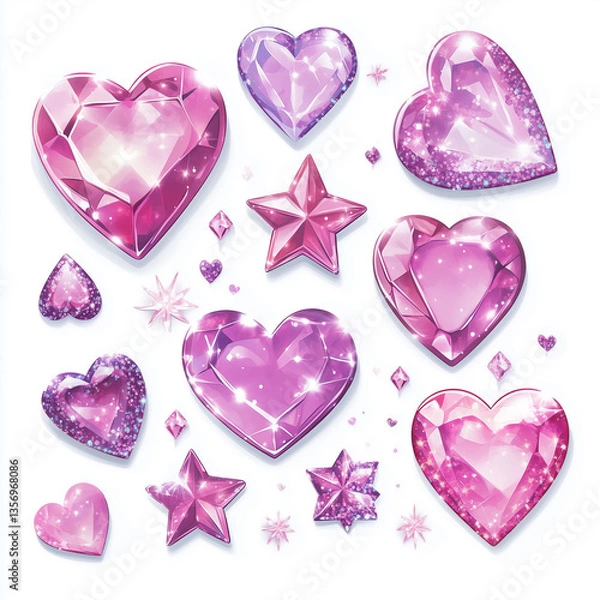 Obraz ハートと星のキラキラ素材