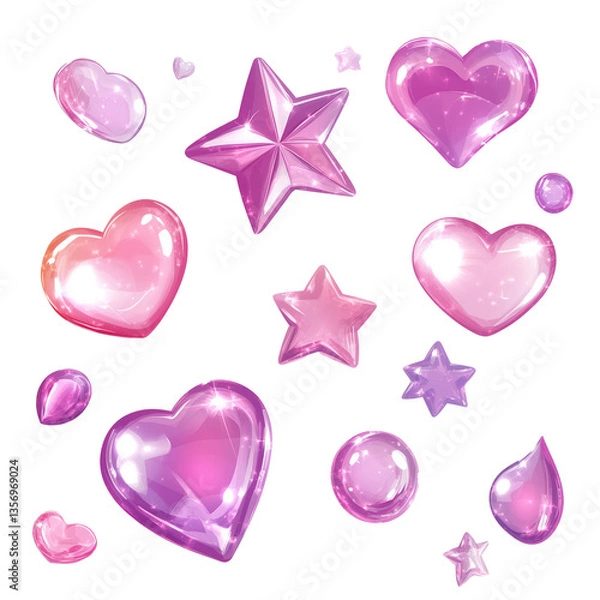 Obraz ハートと星のキラキラ素材