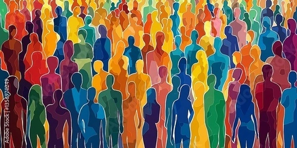 Fototapeta Many silhouettes of different figures, diversity of people. Generative AI technology