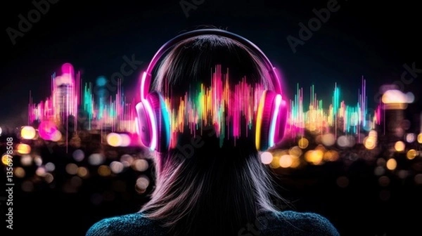 Obraz Exploring future neural implants in a vibrant audio-visual landscape of healthcare innovation
