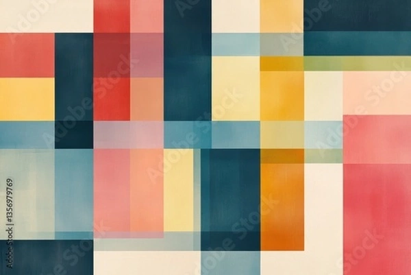 Fototapeta Abstract Colorful Geometric Pattern with Soft Shapes and Textures