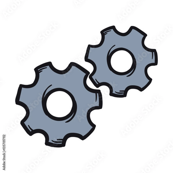 Fototapeta Settings. Maintenance. A simple vector hand-drawn icon for the design of a website, application, flyer. Illustration isolated on white background