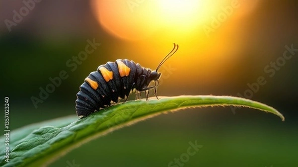 Fototapeta Sunrise Beetle on Leaf, Nature Scene, Inspirational