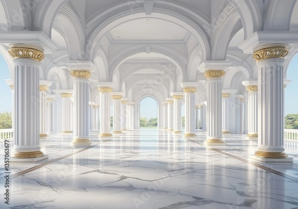 Obraz The old city of Muscat, Oman features a public square with a colonnade