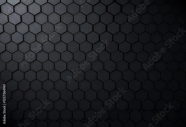 Fototapeta Abstract black hexagonal pattern, textured background , minimal, pattern