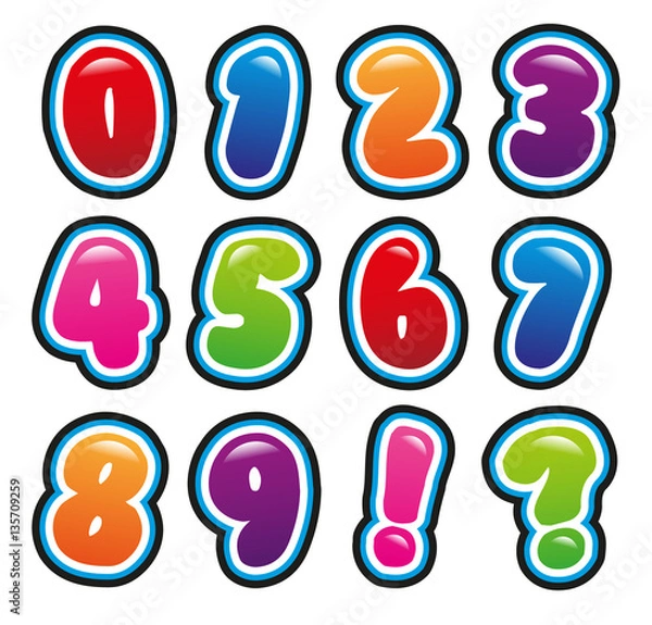 Obraz Colorful and bubble numbers 