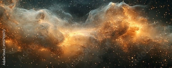 Fototapeta an artistic depiction of a captivating nebula in space, glowing with warm hues, a visual treat for space enthusiasts