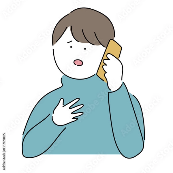 Fototapeta 電話する男性_困り事