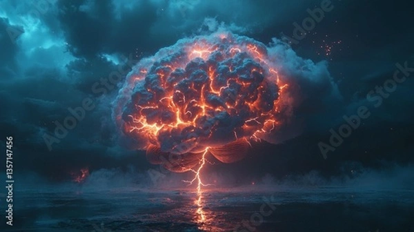 Obraz Stormy Brain Cloud Above Water