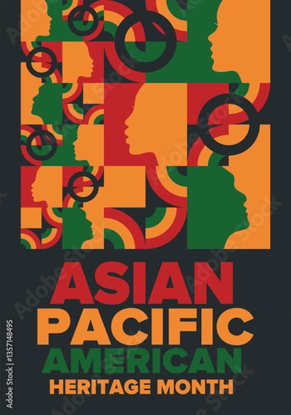 Fototapeta Asian Pacific American Heritage Month. Celebrated in May. It celebrates the culture, traditions and history of Asian Americans and Pacific Islanders in the United States. Poster, card, banner. Vector