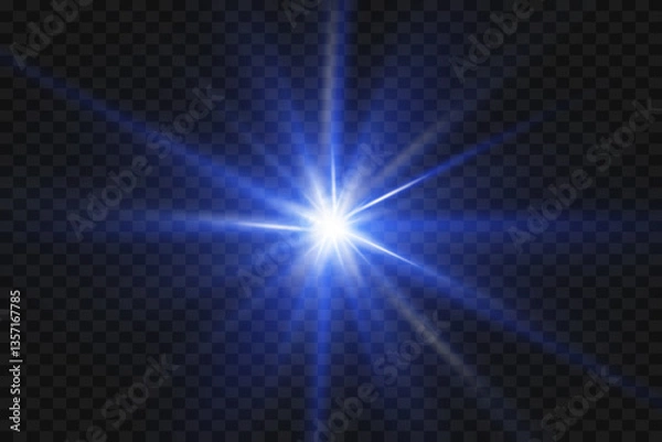 Fototapeta Flash of star and light rays of light.