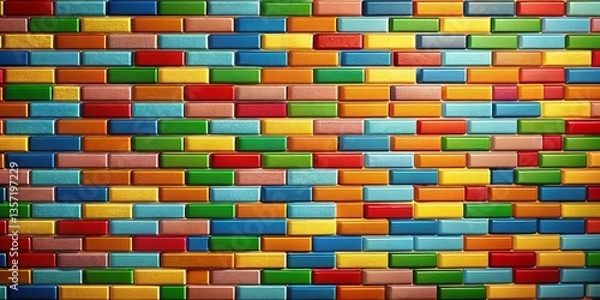 Obraz Cartoon Brick Wall Background with Copy Space - Right Side