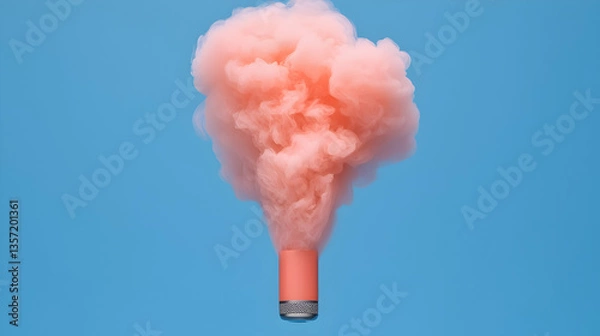 Fototapeta Abstract Pink Vapor Cloud Against a Blue Background