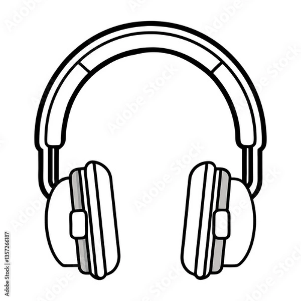 Fototapeta minimalist over-ear headphones vector. black and white headphone icon. modern headphone silhouette design.