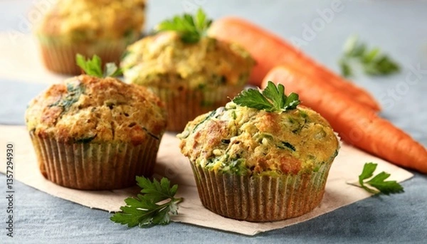 Obraz gluten free vegetable muffins with zucchini and carrot