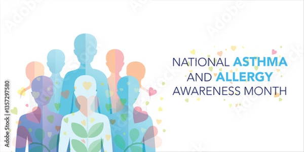 Obraz vector graphic of asthma and allergy awareness month good for asthma and allergy awareness month celebration. flat design. flyer design.flat illustration.
