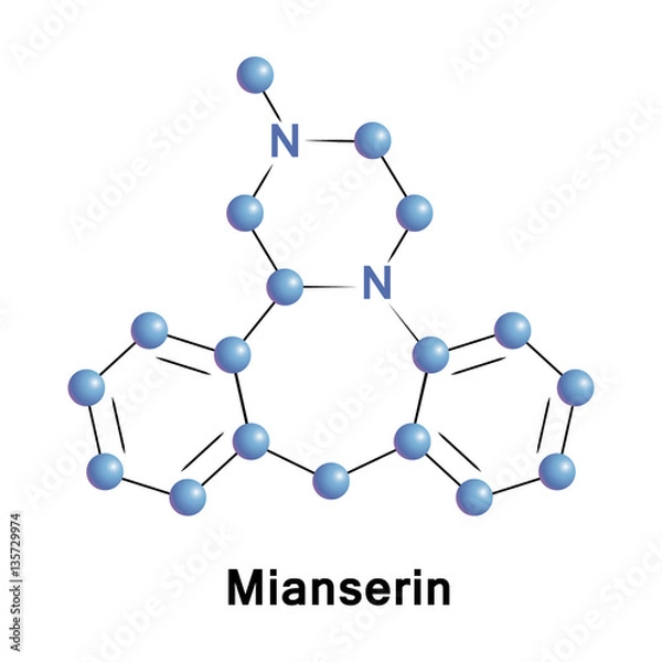 Fototapeta Mianserin is a psychoactive drug of the tetracyclic antidepressant therapeutic family. It is classified as a noradrenergic and specific serotonergic antidepressant 