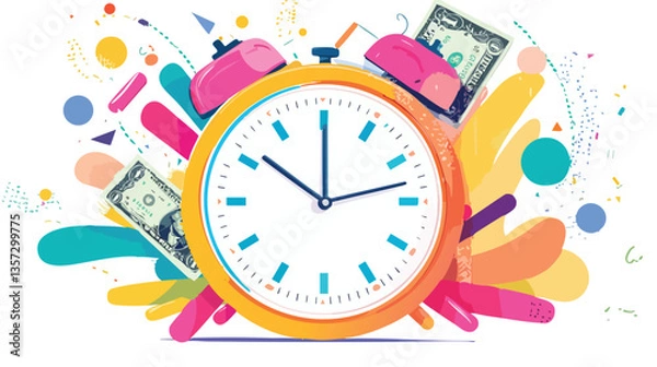 Fototapeta vector of a calendar with a money clock
