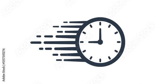 Fototapeta Fast Clock Icon: Time Management & Deadline Concept