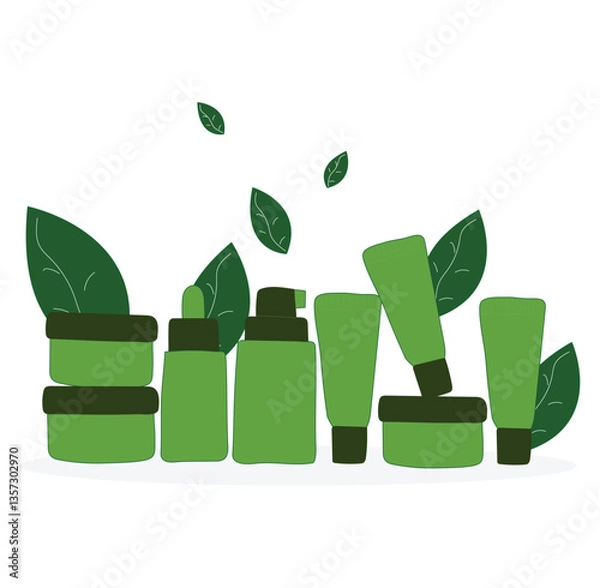 Obraz skincare products illustrations set