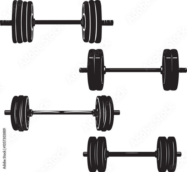 Fototapeta Dumbbells isolated on white background silhouette