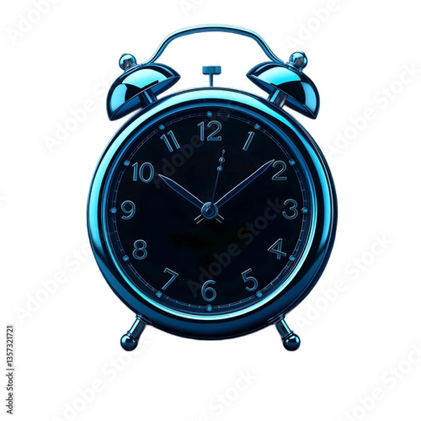 Fototapeta  A simple blue clock icon for time management, transparent background.