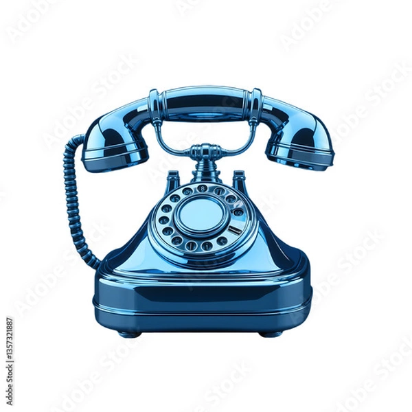 Fototapeta An elegant blue telephone icon for calls, transparent background. 