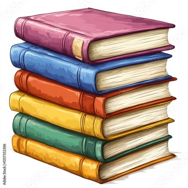 Fototapeta Brightly colored books are stacked in an organized manner, showcasing various hues that enhance the atmosphere of any reading nook. These books are perfect for stimulating the imagination