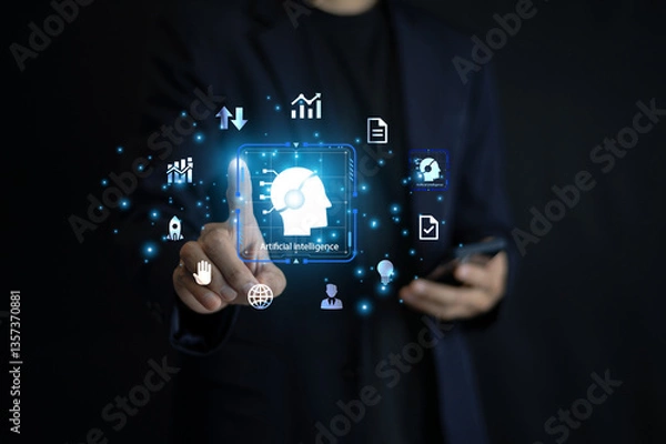 Fototapeta Digital transformation initiatives involve integrating advanced technologies into business operations. By adopting tools such as cloud computing artificial intelligence