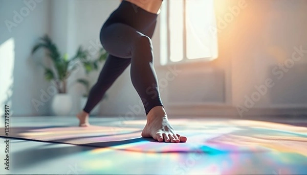 Fototapeta Person Practicing Yoga on a Colorful Mat
