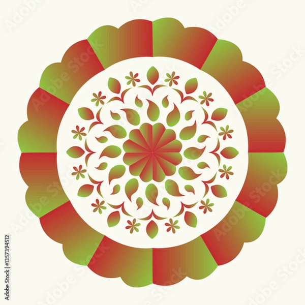 Fototapeta Abstract round ornament with flowers and a colorful mandala design