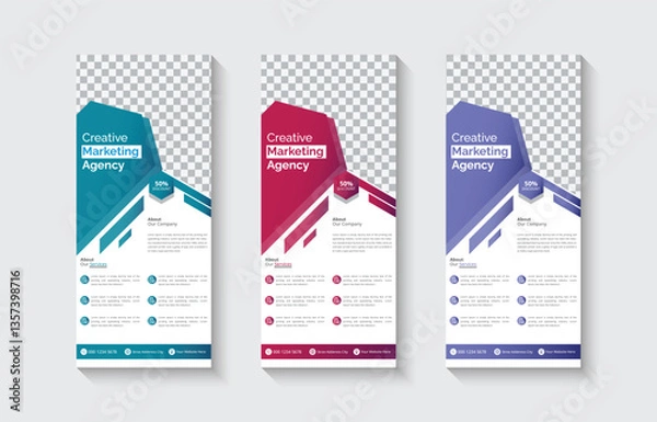 Obraz New creative business concept, business corporate roll-up banner design, roll-up banner, x banner, vertical ad roll-up banner template