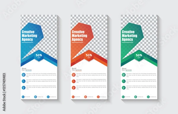 Obraz Creative business corporate roll-up banner design, roll-up banner, x banner, vertical ad, template, Retractable banner stand