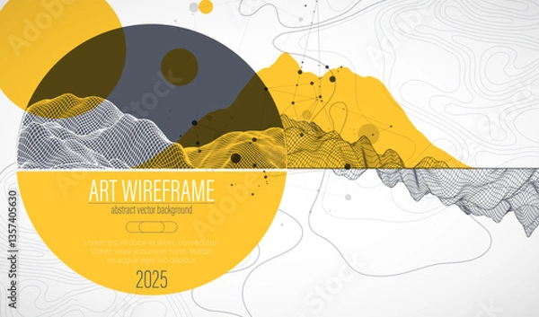 Obraz Abstract wireframe background. Modern science or technology art elements. Surface illustration inside circles
