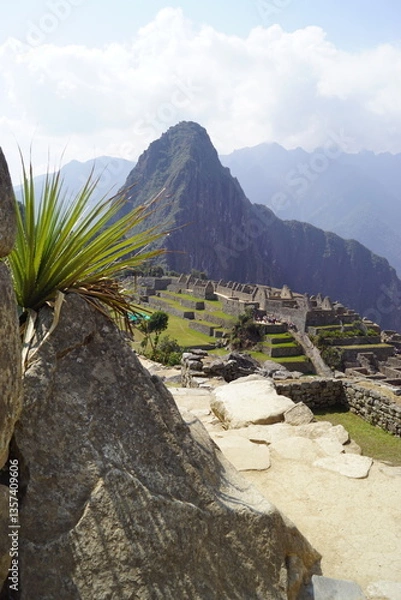 Obraz Stunning views over the old historic ruins of Machu Picchu in the Andes Mountains cloud forests of Peru