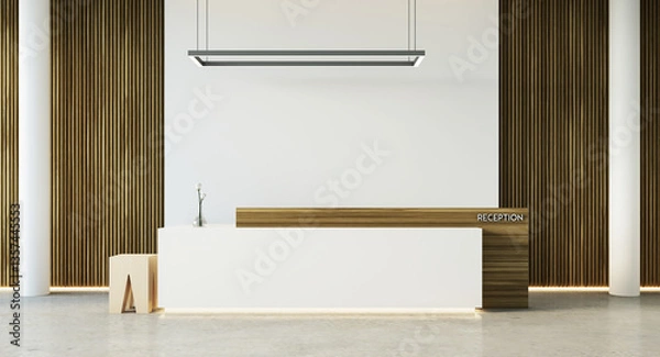 Obraz Modern reception desk interior. 3D Rendering