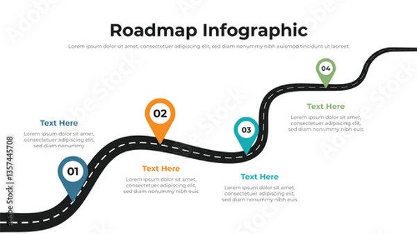 Fototapeta Roadmap infographic presentation layout fully editable.
