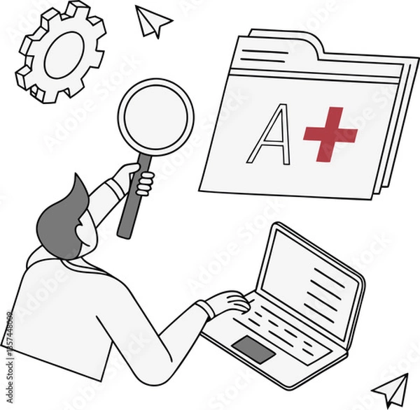 Obraz Analysis Process with A+ and Search Icon